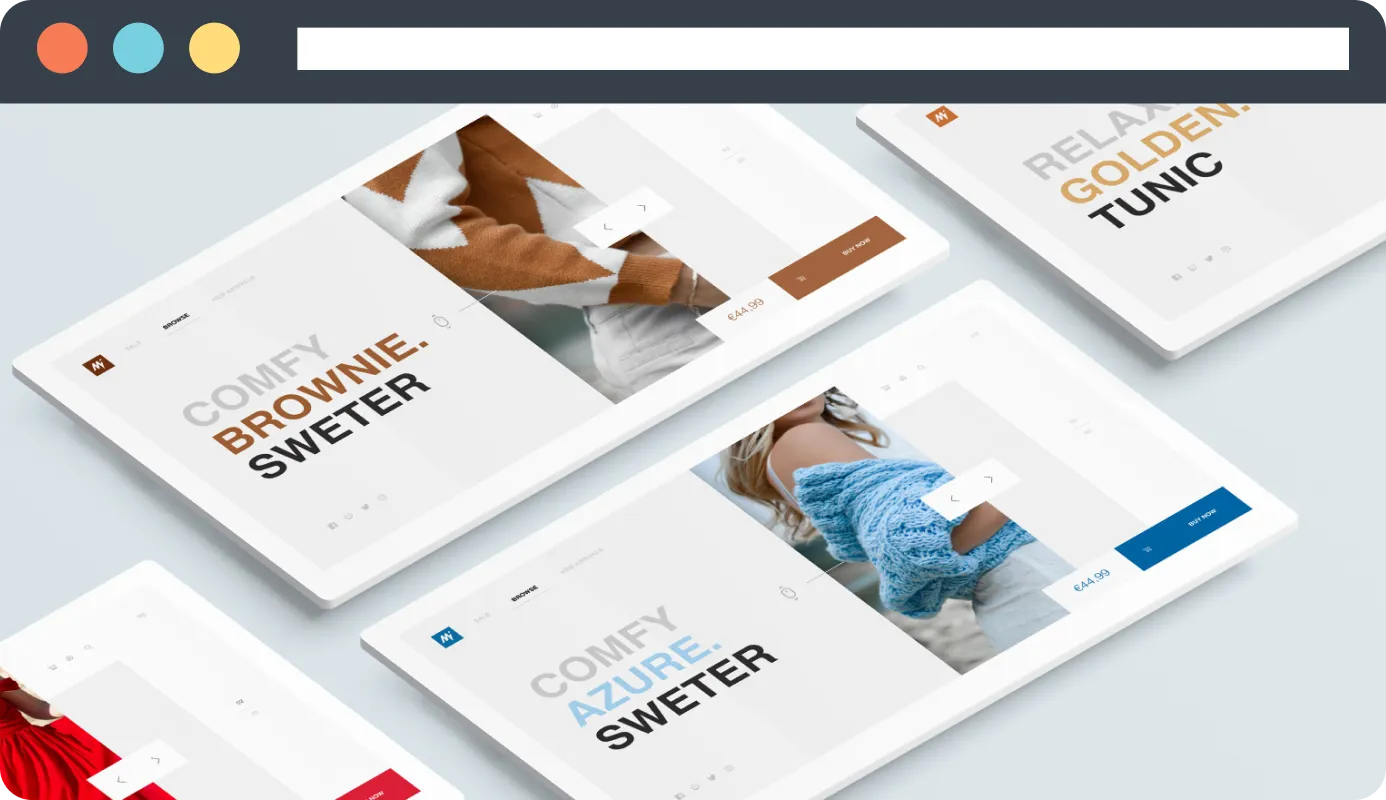 three website banner showing